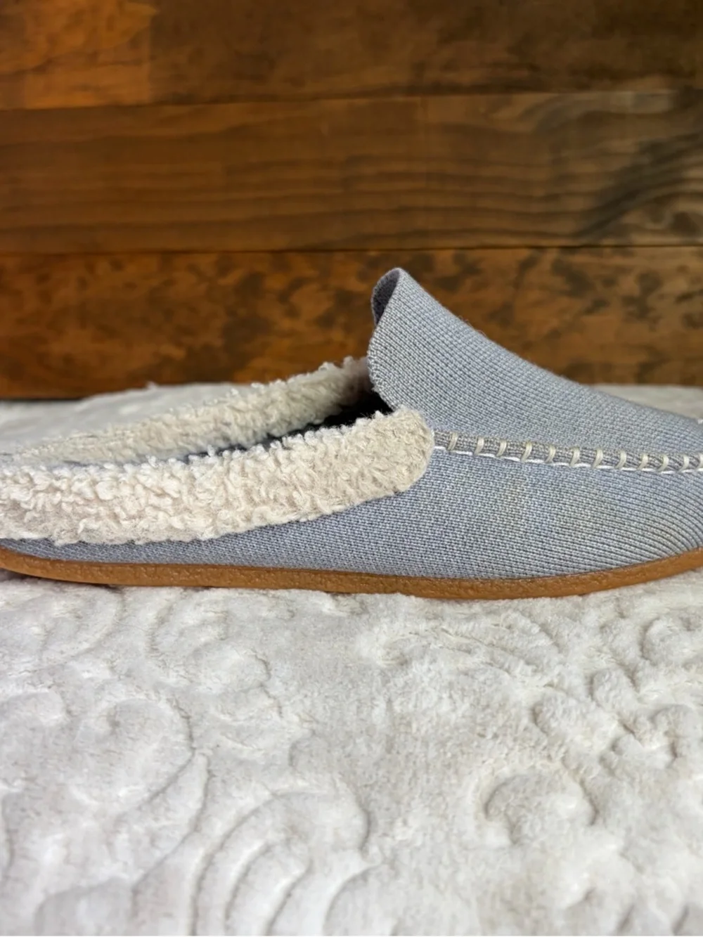 Rothy's The Scuff Slipper Sz 6 Glacier Grey Wool Blend with Sherpa Lining READ - Picture 7 of 15